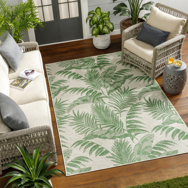 Bay Isle Home Albarran Machine Woven Ivory/Green Outdoor Rug Wayfair